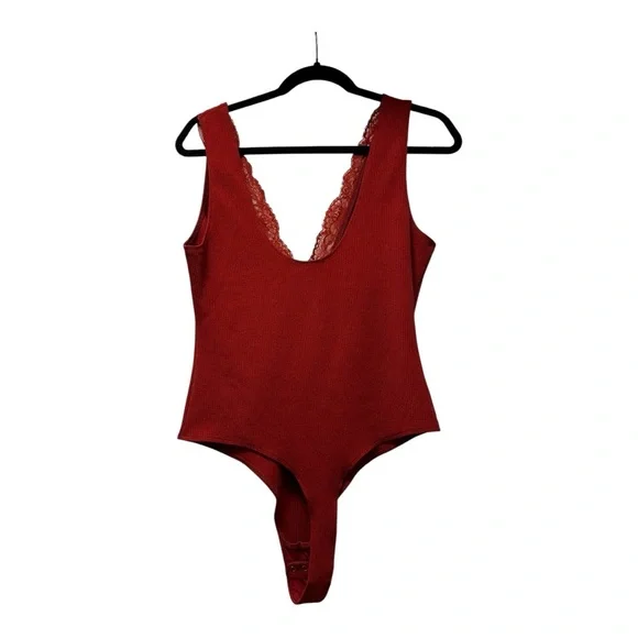 Free People Burgundy Lace Bodysuit - Picture 2 of 5